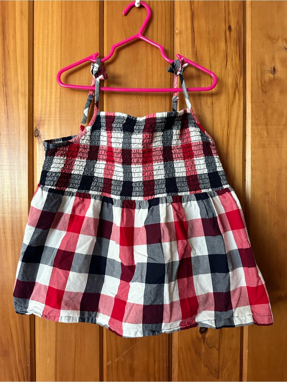 The Children's Place Red Navy White Plaid Smocked Tank Top